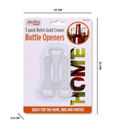 3 PK RETRO GOLD CROWN BOTTLE OPENERS